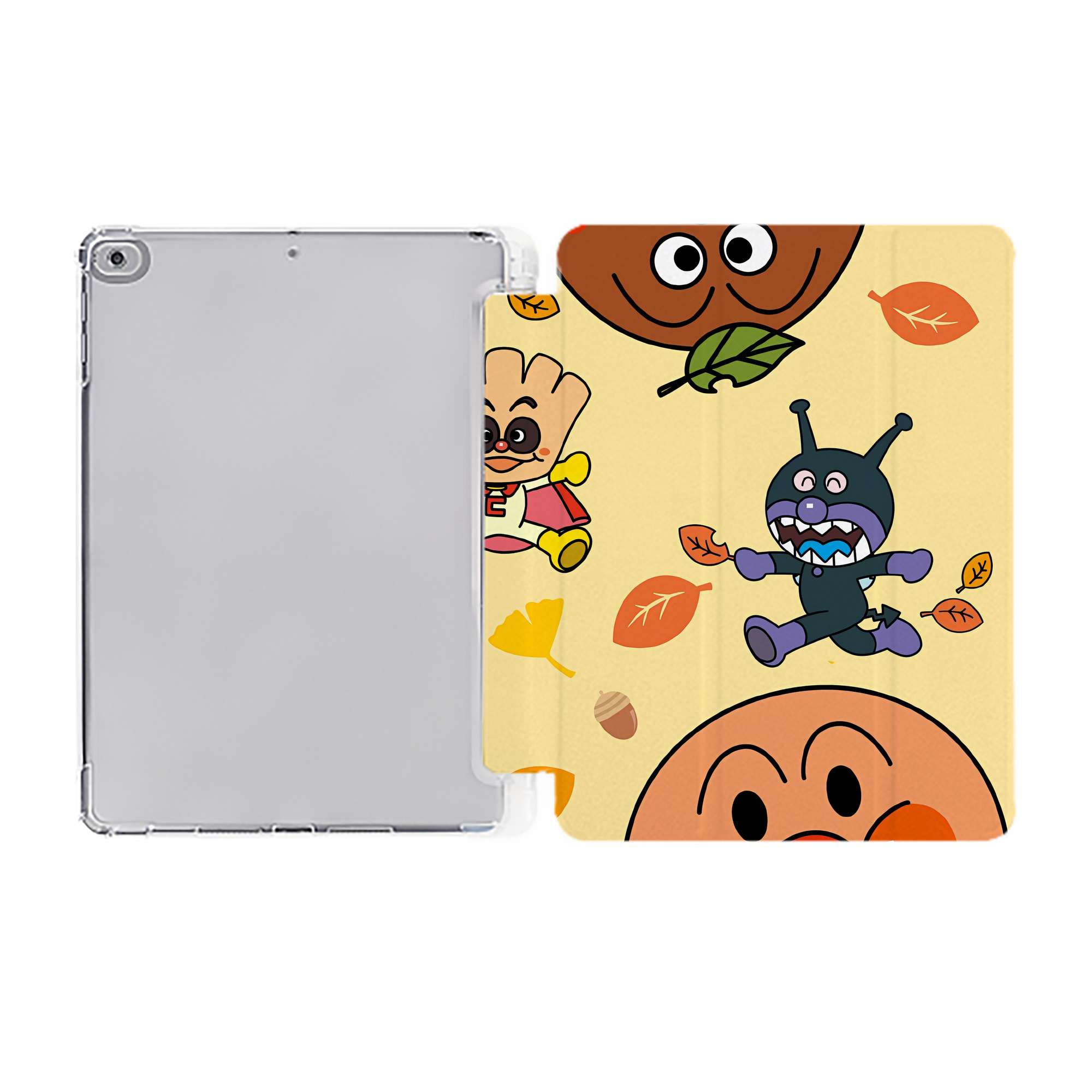 （画像用） アンパンマン Anpanman IPad ケース ペン収納付き 三つ折りスタンド PUレザー×シリコン 対応機種9.5/10.5/10.9インチ